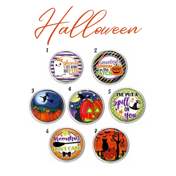 Halloween Fall Autumn Themed Snaps - Glass Domed - Assortment Set of 7 or Individual Snaps