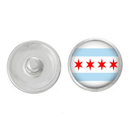 Location - Flag of Chicago Snap - Pair with Our Base Pieces - Coordinate with 18-20mm Snaps - Ginger Snaps - Base Pieces