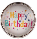Happy Birthday - Glass Dome Snap - Compatible with Studio66 LLC - 18-20mm Base - Handpressed Snaps