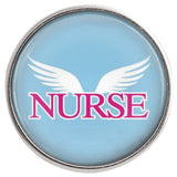 Glass Domed Snap - Nurse Wings - Snap Jewelry - Nurse with Wings Snap
