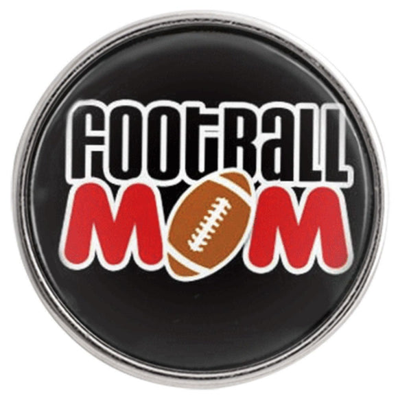 Mom - Football Mom Snap - Ginger Snaps - Snap Jewelry - Compatible with Ginger Snaps - Noosa 18-20mm - Glass Dome Snap