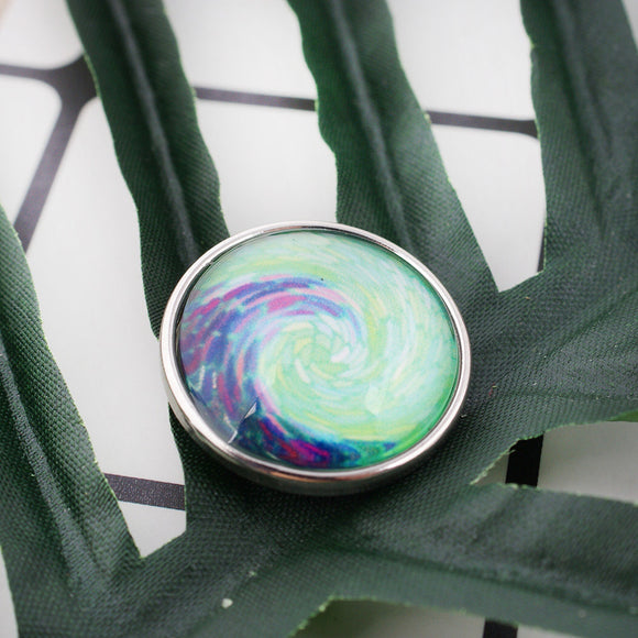 Glass Domed Snap - Snap Jewelry - Tidal Wave Snap - Swirl - Glass Dome Snap
