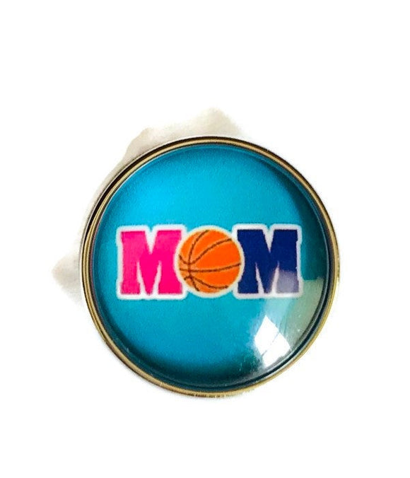 Mom Basketball Snap - Ginger Snaps - Noosa Snap - Compatible with Ginger Snaps - Noosa 18-20mm - Glass Dome Snap - Gift
