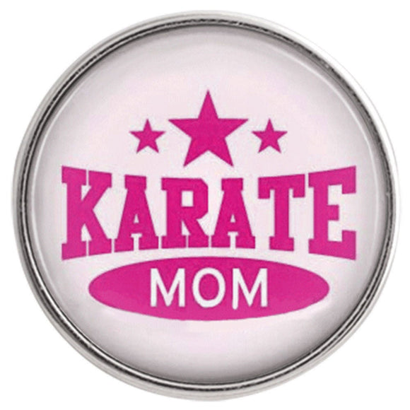 Glass Domed Snap - Snap Jewelry - Karate Mom Snap - Pink Sports Snap - Noosa Snap - Compatible with Ginger Snaps