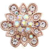Crystal Snap - Snap Jewelry - Rose Gold Flower Snap with Clear or Aurora Borealis Rhinestones - Compatible with Ginger Snaps - 18mm - Noosa Snap Charm