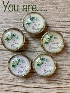 Snap Jewelry - 5 Piece Set of "You Are" Glass Domed Snaps