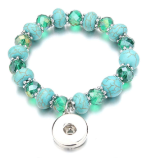 Bracelet - Snap Jewelry - Bracelet - Blue and Green Stretch Bracelet