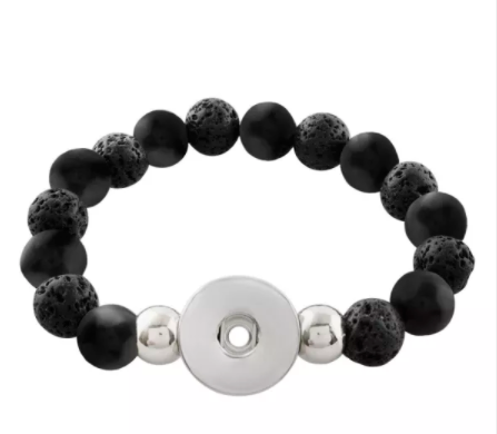 Bracelet - Essential Oils Bracelet - for Snap Jewelry - Black Lava Stone