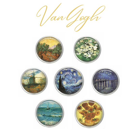 Van Gogh Themed Snaps - Assortment Set of 7 or Individual Snaps