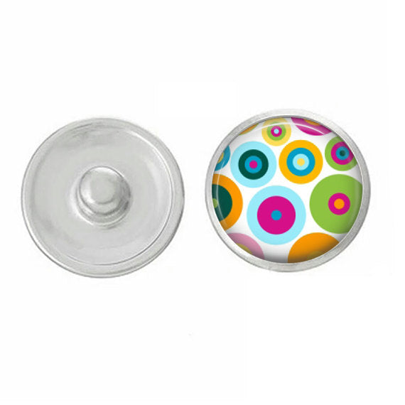 Colorful Mod Dots Snap - Snap Jewelry - Mod Dots Snap - Compatible with Studio66 LLC -   -  - Noosa 18-20mm Base - Handpressed Snaps