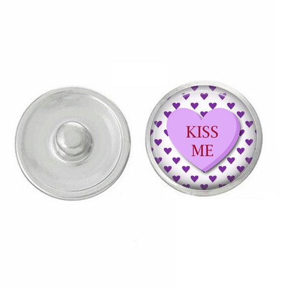 Valentines Day Kiss Me - Snap Jewelry - Kiss Me Snap - Compatible with Studio66 LLC -  Ginger Snaps - Noosa 18-20mm