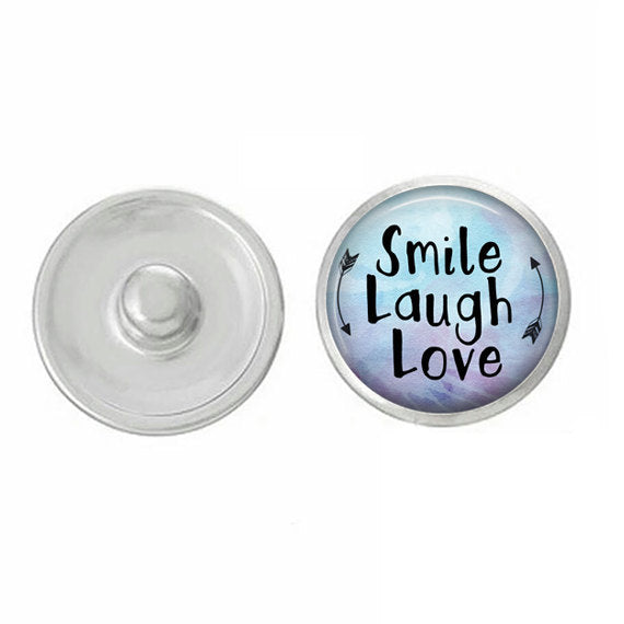 Inspirational - Snap Jewelry - Smile Laugh Love Snap - Compatible with Ginger Snaps - Ginger Snaps - Base Pieces