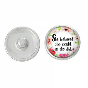 Inspirational - Snap Jewelry - She Believed She Could Snap - Compatible with Ginger Snaps - Ginger Snaps - Base Pieces - 18-20mm Snaps