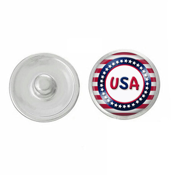 USA - Compatible with Ginger Snaps Jewelry - USA - Fourth of July - Red White and Blue Snaps