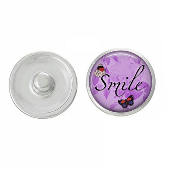 Inspirational - Snap Jewelry - Smile Inspiratonal Snap - Compatible with Studio66 LLC -  Ginger Snaps - Noosa 18-20mm Base - Handpressed Snaps