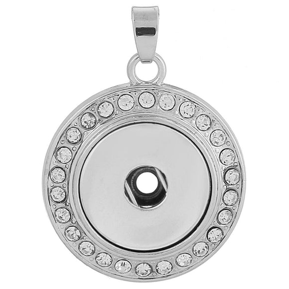 Pendant - Necklace - Crystal Round Pendant with Snap - Compatible with  - Ginger Snaps - 18-20mm snap Compatible - Gingersnaps