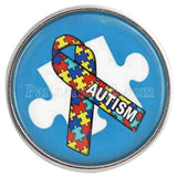 Autism Awareness Snap - Austism Ribbon Snap - Noosa Snap - Compatible with Gingersnaps - Noosa 18-20mm Base - Glass Dome