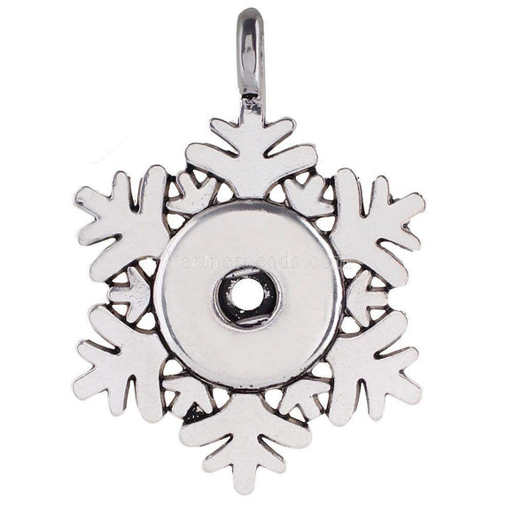 Pendant - Necklace - Snap Jewelry - Snowflake Pendant with Snap - Pair with a Snap from our Shop - Compatible with  - Ginger Snaps - 18-20mm