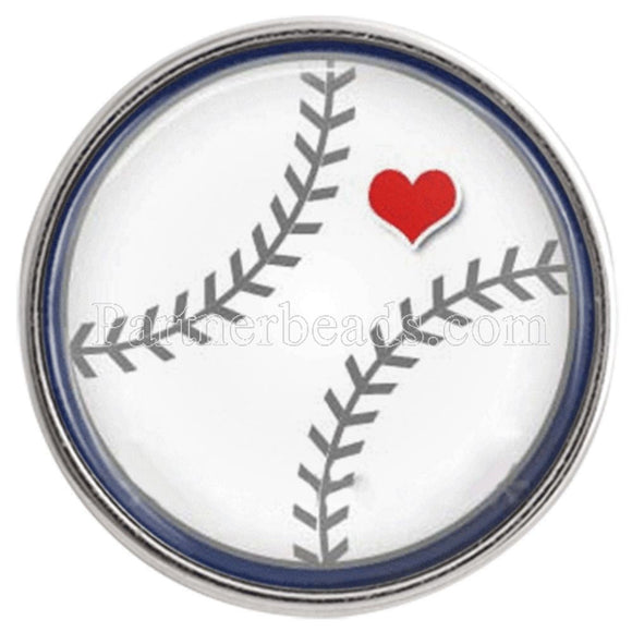 Baseball with Heart Snap - Baseball Love - Noosa Snap
