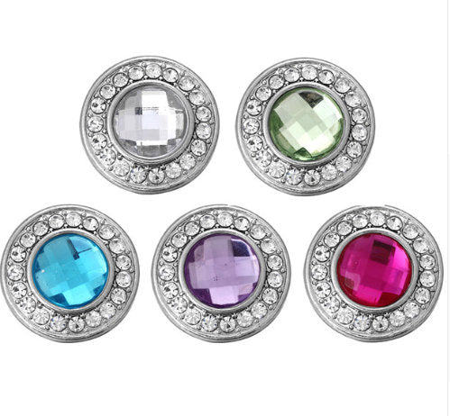 Colorful Round Rhinestone Snaps - Magenta - Peridot - Aqua - Purple - Crystal Clear - Ginger Snaps - Ginger Snaps 18mm - Magnolia and Vine