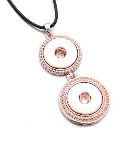 Pendant - Necklace - Silver or Rose Gold Colored Two Snap Pendant with Est. I8