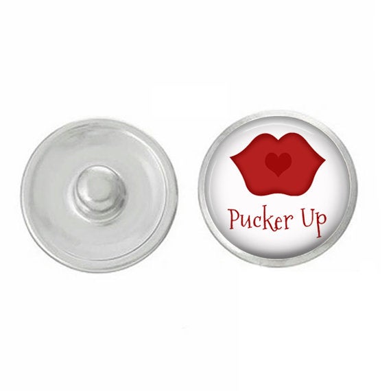 Valentines Day - Pucker Up Lips - Cupid - Love - Handpressed Snap - Coordinates with Magnolia and Vine and Ginger Snaps 18mm Standard Snaps