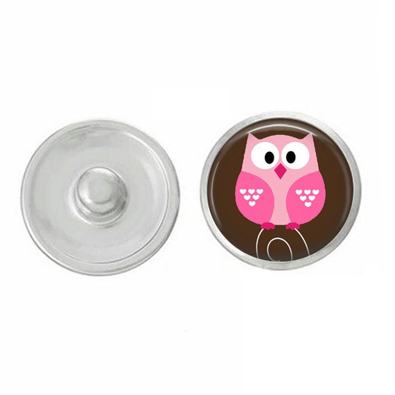 Valentines Day - Pink Owl - Cupid - Love - Handpressed Snap - Coordinates with Magnolia and Vine and Ginger Snaps 18mm Standard Snaps