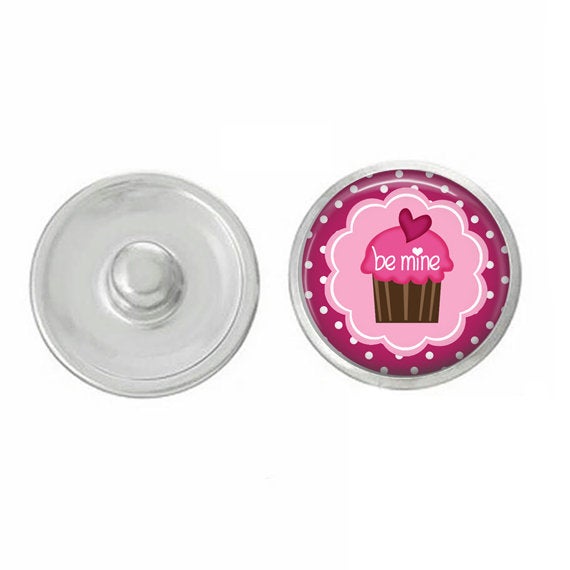 Valentines Day - Be Mine Cupcake - Cupid - Love - Handpressed Snap - Coordinates with Magnolia and Vine and Ginger Snaps 18mm Standard Snaps