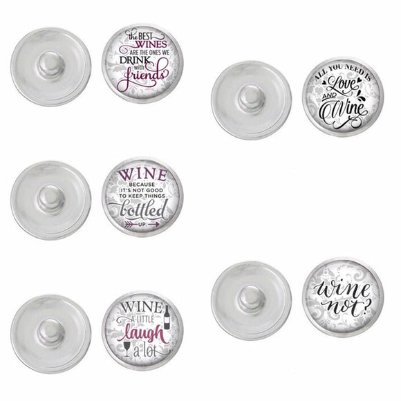 Wine Themed Snaps - Compatible with Ginger Snaps 18-20mm Snaps